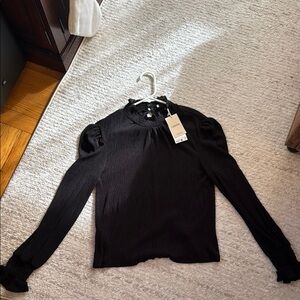 Mango Black Long Sleeve Top